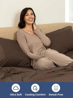 Extra Deep Cal King Sheet Set - 6 Piece Breathable & Cooling Sheets - Hotel Luxury Bed Sheets Set - Easy & Secure Fit - Soft, Wrinkle Free & Comfy Sheets Set - Brown Sheet Set with Extra Deep Pockets