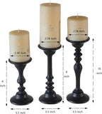 Pillar Candle Holders Set of 3,Black Modern Candle Holders for Pillar Candle Jar Candles,Tall Wood Candle Holder for Farmhouse Decor