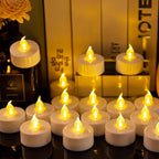 LED Tea Lights Candles- 12PACK Warm Yellow Flameless Candles Realistic and Bright Flickering Long Lasting 200Hours for Holiday Celebration,Party,Home Decoration,Battery Operated