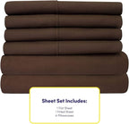 Cal King Size Bed Sheets - 6 Piece 1500 Supreme Collection Fine Brushed Microfiber Deep Pocket California King Sheet Set Bedding - 2 Extra Pillow Cases, Great Value, California King, Brown