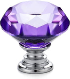 Ravinte 25 Pack Purple Crystal Knobs for Dresser Drawers Glass Cabinet Knobs Diamond Shaped Drawer Knobs - 30 mm Knobs with Silver Base