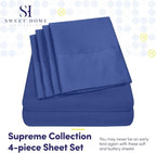 Twin XL Size Bed Sheets - 4 Piece 1500 Supreme Collection Fine Brushed Microfiber Deep Pocket Twin X-Large Sheet Set Bedding - 1 EXTRA PILLOW CASES, GREAT VALUE, Twin XL, Royal Blue