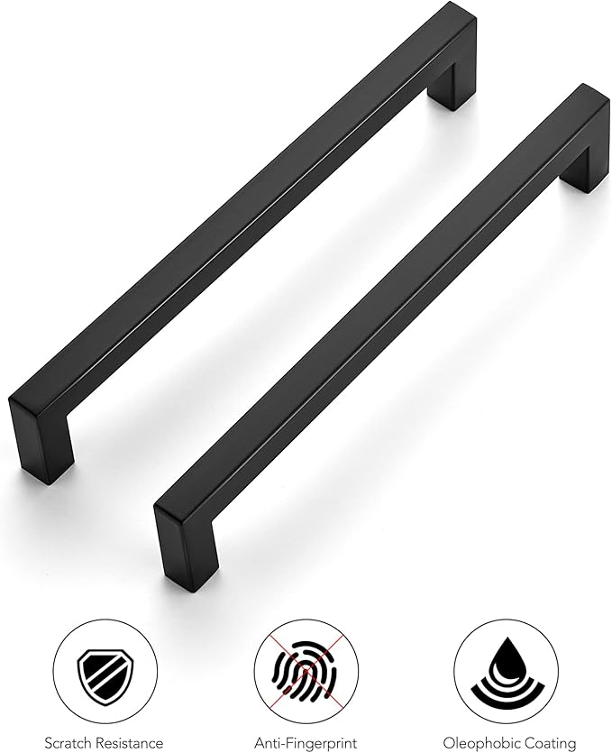 Ravinte 30 Pack 7-1/2 Inch Kitchen Square Cabinet Handles Matte Black Cabinet Pulls Black Drawer Pulls Kitchen Cabinet Hardware Kitchen Handles for Cabinets Cupboard Handles Drawer Handles