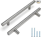 homdiy 200 Pack Drawer Handle Brushed Nickel Kitchen Hardware - HD201SN Cabinet Handles for Kitchen Furniture Hardware Derocative Straight Handle Pull, 8-4/5in Hole Centers