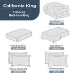 HEVUMYI Cali-King Comforter Set - 7-Piece All Season Bed in a Bag Cali-King, Ultra Soft Bedding Set with Comforter, Flat Sheet, Fitted Sheet, Pillowcases, Pillow Shams, Yellow & Light Grey