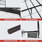 Golden Gate Beds Victorian Vintage Style Metal Bed Frame with Wrought Iron Headboard and Footboard, Classic Platform Bedframe with Storage, No Box Spring Needed, Mattress Foundation, Black, Full Size