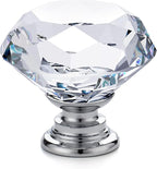 Ravinte 5 Pack Crystal Drawer Knobs - Glass Cabinet Knobs, Diamond Shaped, 30 mm with Silver Base