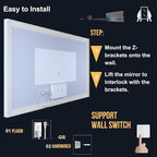 LED Bathroom Mirror 72"x 36",Front Lit and Backlit Bathroom Mirror with Lights,Stepless Dimmable,Anti-Fog, Shatter-Proof, Memory, 3 Colors Lighted Vanity Mirror (Horizontal/Vertical)
