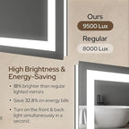 55 x 30 LED Vanity Mirror for Bathroom, Frontlit & Backlit LED Mirror for Bathroom with 3 Colour Lights, Wall Vanity Mirror with Anti-Fog, Shatterproof & Memory Function, Perfect for Modern Bathrooms