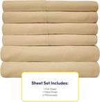 Full Size Bed Sheets - 6 Piece 1500 Supreme Collection Fine Brushed Microfiber Deep Pocket Full Sheet Set Bedding - 2 Extra Pillow Cases, Great Value, Full, Camel