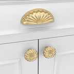 goldenwarm 12 Pack Gold Cabinet Handles Drawer Pulls Finger Edge Pull for Half Moon Cup Luxury Hardware 3" Hole Center Brushed Brass Knobs