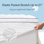 ABENE Mattress Topper for Back Pain Relief, Extra Thick Mattress Pad Pillowtop, Soft Cotton Cover with 8"-21" Deep Pocket, 1300gsm Overfilled Down Alternative Filling (Cotton White, Twin)