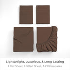 Mellanni Queen Sheets Set - 4 PC Iconic Collection Bedding - Hotel Luxury, Extra Soft, Cooling Bed Sheets - Wrinkle, Fade, Stain Resistant (Queen, Brown)