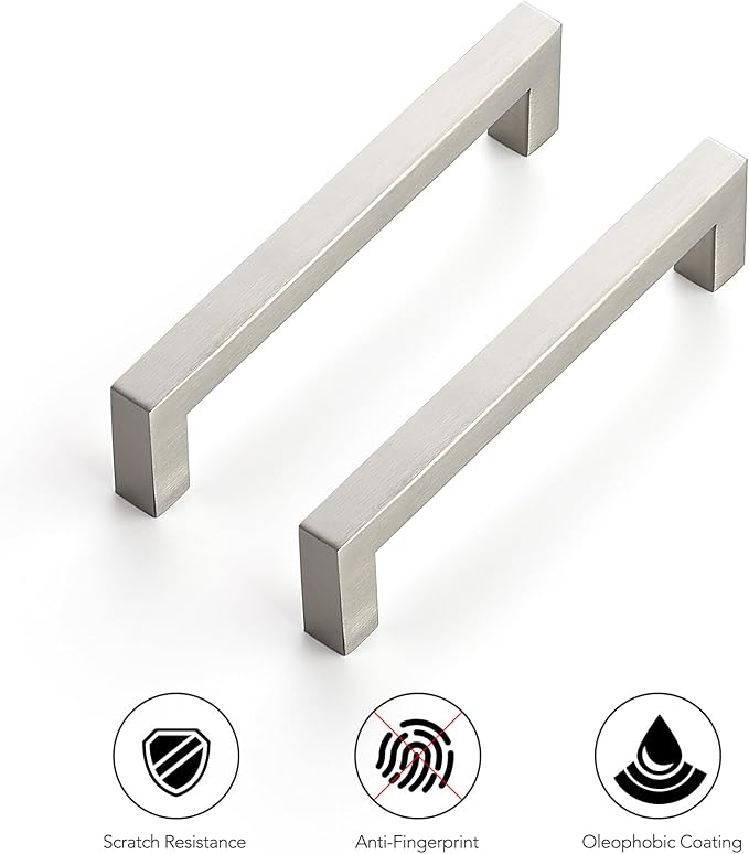 Ravinte 14 Pack 5 Inch Kitchen Square Cabinet Handles Satin Nickel Pulls Brushed Nickel Kitchen Cabinet Hardware Handles for Cupboard Drawer Pulls