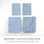 Mellanni Full Sheets Set - 4 PC Iconic Collection Bedding - Hotel Luxury, Extra Soft, Cooling Bed Sheets - Wrinkle, Fade, Stain Resistant (Full, Sky Blue)