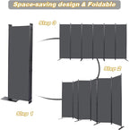 Room Divider, 6 Panel Folding Privacy Screens with Wider Support Feet, 6 Ft Portable Room Partition for Room Separator, 132" W X 71" H, Grey
