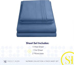 King Size Sheets - Breathable Luxury Bed Sheets with Full Elastic & Secure Corner Straps Built In - 1800 Supreme Collection Extra Soft Deep Pocket Bedding, Sheet Set, EXTRA DEEP pocket - King, Denim