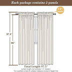 Chyhomenyc Ivory Sheer Curtains 96 Inch Length 2 Panels Set, Elegant Light Filtering Voile Window Treatment Drapes for Living Room Bedroom, 42W x 96L Inches, Set of 2, Ivory