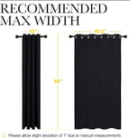 NICETOWN Bathroom Blackout Curtains and Drapes, Black Solid Thermal Insulated Grommet Blackout Drapery Panels for Window (2 Panels, 55 inches Wide by 68 inches Long, Black)