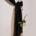 MIULEE Black Window Scarf Valance for Halloween Party - Sheer Curtain Scarf Topper Window Treatment Decorative Drapes for Wedding Arch Ceremony Canopy Bed, Swag Curtain One Panel, 37"x 216"