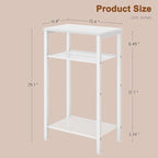 Hoctieon 2-Set 3 Tier End Table, Telephone Table Set of 2, Tall Side Table with Storage Set of 2, Small Nightstand for Small Spaces, Metal Frame, White