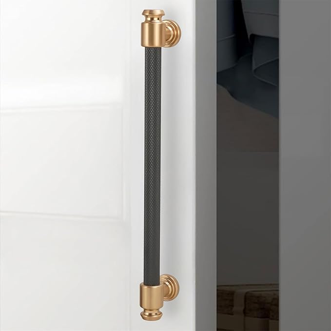 6 Pack Matte Black & Champagne Bronze 12.5 inch Pull Handles for Cabinets & Drawers