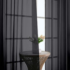 Chyhomenyc Black Sheer Curtains 84 Inches Long 2 Panels, Light Filtering Black Curtains for Living Room, Soft Gentle Voile Rod Pocket Bedroom Window Drapes, 59Wx84L Inch, 2PCS