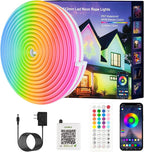 Neon Rope Lights, JIAMEI 49.21FT RGB LED Strip Lights, App Control, IR Remote, Music Syncing, Outdoor IP67 Waterproof, Flexible Neon Strip Lights Cuttable for Bedroom, Gaming, Party (49.21FT)