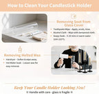 NUPTIO Hurricane Glass Candle Holders: 6 Pcs Black Metal Candlestick Tapered Holder with Clear Chimney Covers Bottomless Tall Modern Taper Candles Stick Cylinder Stand for Halloween Fireplace Decor