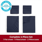 Mellanni Extra Deep Full Sheets - 4 PC Iconic Collection Bedding - Hotel Luxury, Ultra Soft, Cooling Bed Sheets - Wrinkle, Fade, Stain Resistant (Full, Navy Blue)