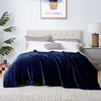 Walensee Sherpa Fleece Blanket (Throw Size 50”x60” Navy) Plush Throw Fuzzy Super Soft Reversible Microfiber Flannel Blankets for Couch, Bed, Sofa Ultra Luxurious Warm and Cozy for All Seasons