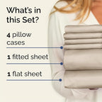 Queen Sheets Set 6 Piece - Includes 4 Pillowcases - Bed Sheets Queen Size - Soft Hotel Luxury Bedding - Cooling, Comfy, Cozy & Breathable - 1 Flat & 1 Fitted & 4 Pillowcases w/ Deep Pockets - Wheat
