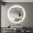Wall-Mounted LED Round Bathroom Mirror, Makeup Mirror (32 inches x 32 inches,) 3 Color Stepless Dimmable Memory Bathroom Vanity Mirror with Lights CRI90+ 3000-6400K Smart Mirror with Touch
