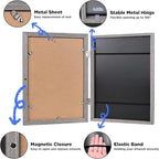 KINLINK A4 Kids Art Frames Set of 2, Solid Wood Kids Artwork Frames Changeable with Acrylic Front Opening Holds 150 Pictures 8.3x11.7, Art Frame for Kids Artwork with Mat or without Mat, Grey