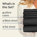 Queen 6 Piece Sheet Set - Comfy Breathable & Cooling - Ultra Soft Hotel Luxury Bedding Set w/ 8-16 Inch Deep Pockets - 1 Flat & 1 Fitted Sheet & 4 Pillowcases - Cozy, Wrinkle Free & Easy Care - Black