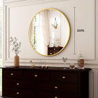 HARRITPURE Round Mirror 30 Gold Wall Mounted Circle Mirrors Vanity Mirror with Brushed Aluminum Alloy Frame Modern Decoration for Bathroom, Living Room, Vanity, Bedroom, Entryway