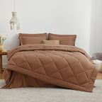 Love's cabin Twin Comforter Set Mocha Mousse, 5 Pieces Twin Bed in a Bag, All Season Bedding Sets with 1 Comforter, 1 Flat Sheet, 1 Fitted Sheet, 1 Pillowcase and 1 Pillow Sham