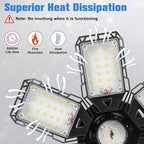 LED Garage Lights 4 Pack -180W, 18000LM 6500K Led Shop Light with 6+1 Deformable Panels, Basement Barn Light Garage Ceiling Lights, E26/E27 for Garage, Warehouse, Shop, Basement