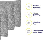 Queen Sheets Paisley Grey - 6 Piece 1500 Supreme Collection Fine Brushed Microfiber Deep Pocket Queen Sheet Set Bedding - 2 Extra Pillow Cases, Great Value, Queen, Paisley Gray