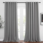 NICETOWN Silver Grey Curtains and Drapes for Window 95" L - Triple Weave Energy Saving Thermal Insulated Solid Grommet Blackout Panels for Patio (80" Wide per Panel, 2 Panels, Silver Grey)