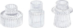 Vixdonos Glass Candlestick Holders Tealight Candle Holders for Table Centerpieces, Wedding Decor and Dinner Party (3 Pcs, Clear)