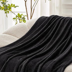 Exclusivo Mezcla Fleece Bed Blanket Queen Size, Super Soft and Warm Blankets for Couch, Sofa and Bed Waffle Textured, Cozy, Fuzzy and Lightweight (Black, 90x90 Inches)