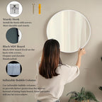White Round Mirror 30 inch, Large Round Mirror, Bathroom Mirror Matte Metal Frame, Circle Mirrors for Living Room, Bathroom, Wall, Hallway.