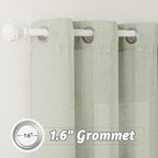 RYB HOME Green Linen Blend Curtains for Kitchen Laundry Room Nursery, Semi Transparent Sun Protection Privacy Soft Farmhouse Sheer Drapes for Kids Room, Sage Green, W 60 x L 108, 1 Pc