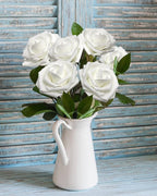 JOYLEX Artificial Flowers Realistic Roses, 25pcs Real Looking Fake Roses with Stem for DIY Wedding Bouquets Centerpieces Bridal Shower Party Home Romantic Decorations (Regular 3" - 25pcs, White)