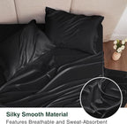 Love's cabin Twin Satin Sheets Sets - 3 Piece Black Silky Bed Sheets with Deep Pockets, Luxury Silk Feel Satin Twin Size Sheet Set Bedding Set (1 Flat Sheet,1 Fitted Sheet,1 Pillow case)