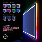 LOAAO 60”X36“ RGB LED Bathroom Mirror with Lights, Large, Anti-Fog, Dimmable Smart Lighted Bathroom Vanity Mirror, Multiple Light Modes, RGB Backlit + Front Light, Memory Function, Tempered Glass