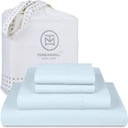 Threadmill Luxury 800 Thread Count King 100% Cotton Sheets - Light Blue Sateen Weave Bed-Sheets, Better Than Egyptian Cotton,4 Pc Solid Soft Bedding Set, Fits 16" Deep Pocket