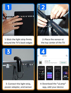 FFJ TV Lights That Change with Screen, 18ft Cuttable LED Backlight for 75-85 Inch Screen and PC Monitor, Backlight with Sensor, Smart App Control, Game & Music Sync Color Changing Lights