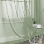 OVZME Sage Green Sheer Curtains 90 Inches Long 2 Panels - Soft Light Filtering Window Sheer Panels for Living Room/Bedroom, Top Dual Rod Pocket, 1 Pair, Each 42Wx90L Inches